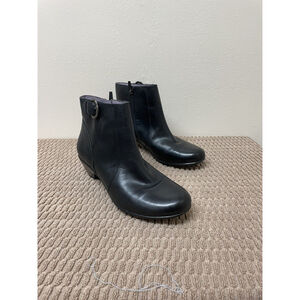 Dansko Ankle Booties Shoes Womens 41 / 10.5 - 11 Black Leather Wedge Platform